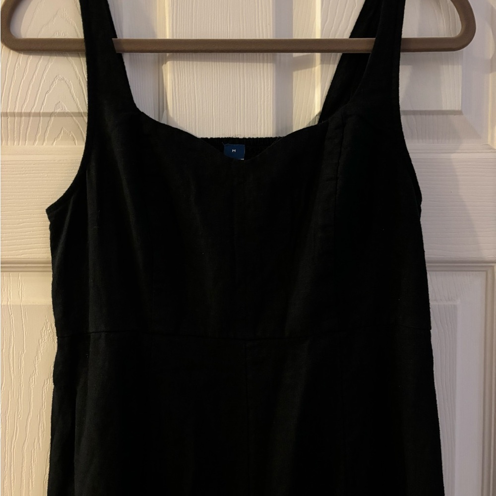 Old Navy Black Midi Dress Womens Size Medium Linen Blend - Picture 2 of 6
